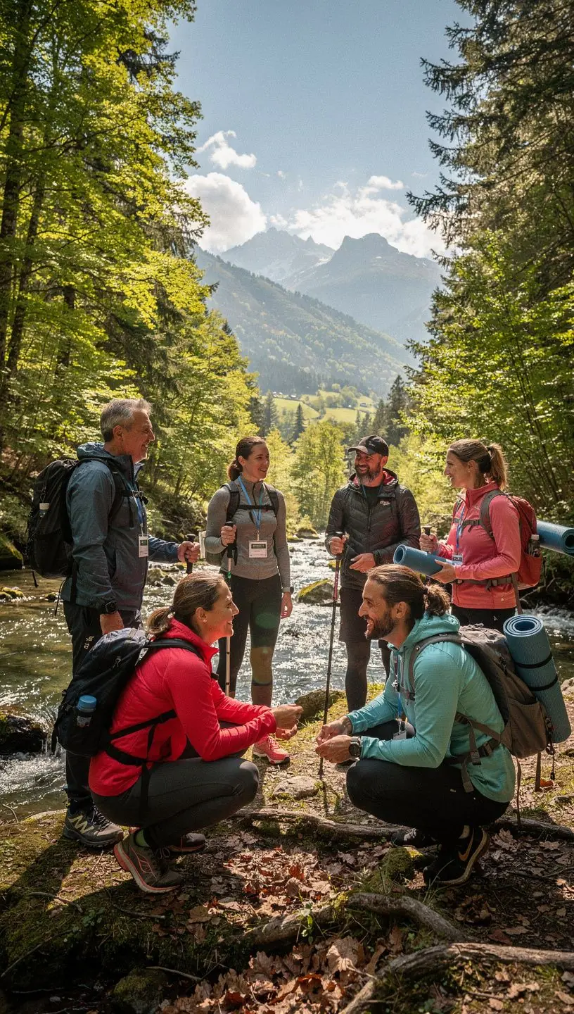 Attrezzature da fitness naturali, come tronchi e pietre, utilizzate per l'allenamento.